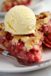Strawberry Rhubarb Pie with Vanilla Ice Cream